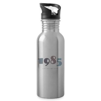 1985 Retro 40th Birthday Gift - Born 1985 - Water bottle with straw - silver - Right