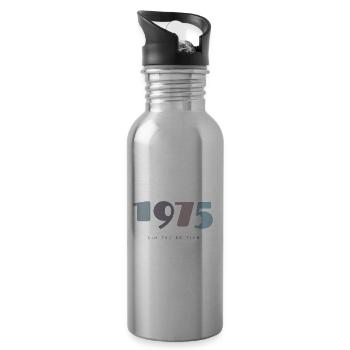 1975 Retro 50th Birthday Gift - Born 1975 - Water bottle with straw - silver - Right