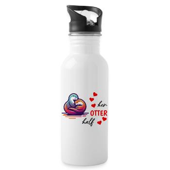 Otter Half Love Gift - Water bottle with straw - white - Right