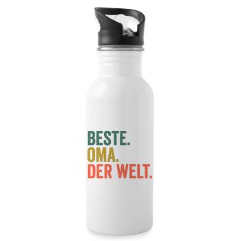 Großmutter Oma - Trinkflasche mit integriertem Trinkhalm - Weiß - Rechts