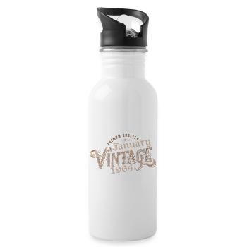 Janvier 1964 | 1964 Janvier Vintage Anniversaire - Gourde avec paille intégrée - blanc - Droite
