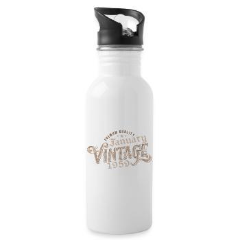 Janvier 1959 | 1959 Janvier Vintage Anniversaire - Gourde avec paille intégrée - blanc - Droite