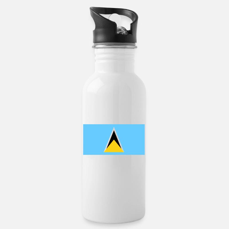Saint Lucia - Water bottle with straw - white