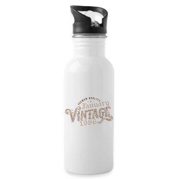 Janvier 1986 | 1986 Janvier Vintage Anniversaire - Gourde avec paille intégrée - blanc - Droite