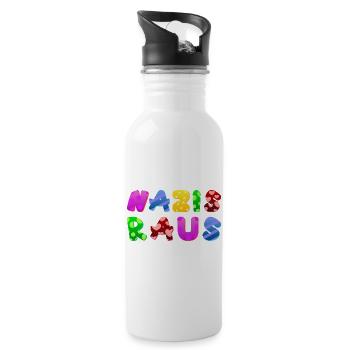 AfD stoppen gegen rechts Demokratie Vielfalt links - Trinkflasche mit integriertem Trinkhalm - Weiß - Rechts