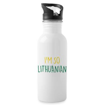 I'M SO LITHUANIAN Lietuva Litauen - Trinkflasche mit integriertem Trinkhalm - Weiß - Rechts