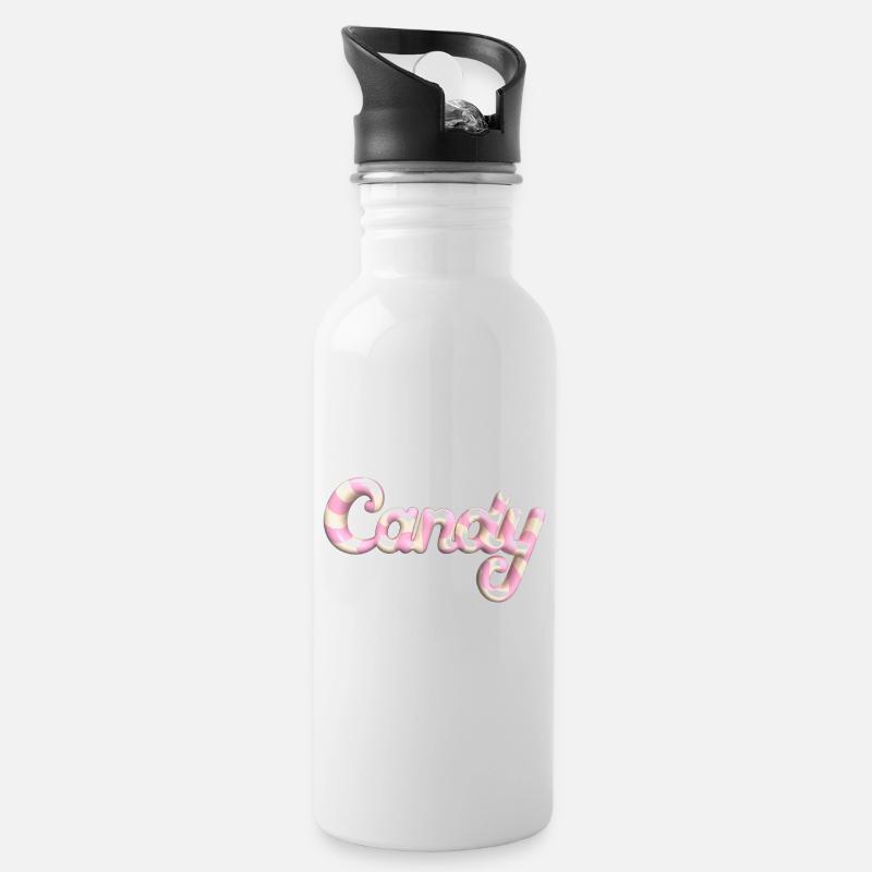 Candy Lettering – 3D Render Candy Style - Water bottle with straw - white