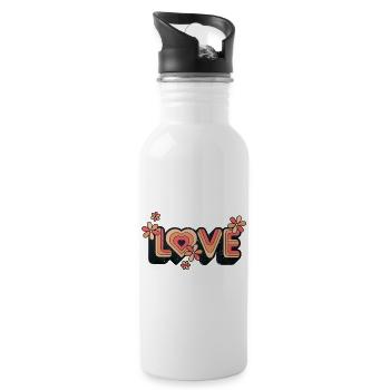 Retro Heart Love Design for Casual Wear - Water bottle with straw - white - Right