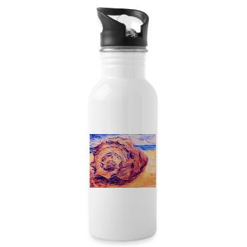 Muschel - Trinkflasche mit integriertem Trinkhalm - Weiß - Rechts