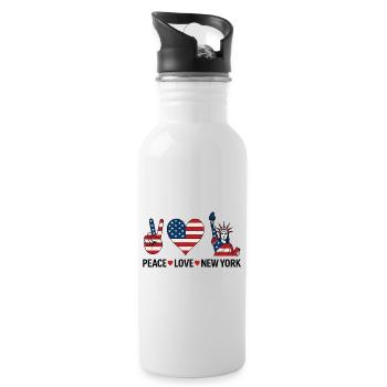 Peace Love New York - Water bottle with straw - white - Right