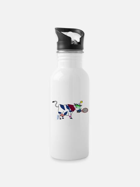 BAVARIAN UNICORN - Tennis - Trinkflasche mit integriertem Trinkhalm - Weiß