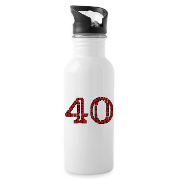 40. 40 JAHRE. 40-JÄHRIGES JUBILÄUM. 40-JÄHRIGES JUBILÄUM. - Trinkflasche mit integriertem Trinkhalm - Weiß - Rechts