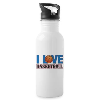 Ich liebe Basketball - Trinkflasche mit integriertem Trinkhalm - Weiß - Rechts
