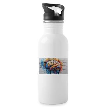 Künstlicher gehirnfarbener Schaltkreis - Trinkflasche mit integriertem Trinkhalm - Weiß - Rechts