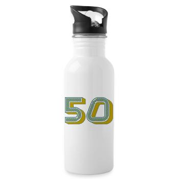 Nummer 50 des modernen Horoskops - Trinkflasche mit integriertem Trinkhalm - Weiß - Rechts