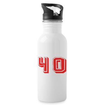 40. 40 ANS. 40e ANNIVERSAIRE. ANNIVERSAIRE 40 ANS. - Gourde avec paille intégrée - blanc - Droite