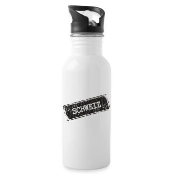 Schweiz  - Trinkflasche mit integriertem Trinkhalm - Weiß - Rechts