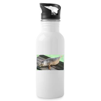 Bébé phoque à Texel - Gourde avec paille intégrée - blanc - Droite