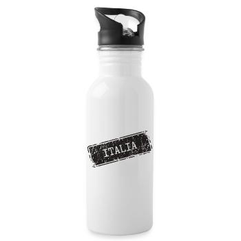 Italien Schriftzug auf Vintage-Design - Trinkflasche mit integriertem Trinkhalm - Weiß - Rechts