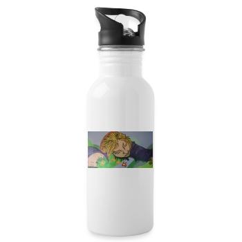 Träumendes Mädchen - Trinkflasche mit integriertem Trinkhalm - Weiß - Rechts