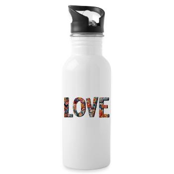 Kreatives Graffiti LOVE Design - Trinkflasche mit integriertem Trinkhalm - Weiß - Rechts