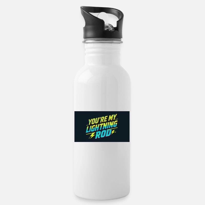 Du bist mein Blitzableiter - Trinkflasche mit integriertem Trinkhalm - Weiß
