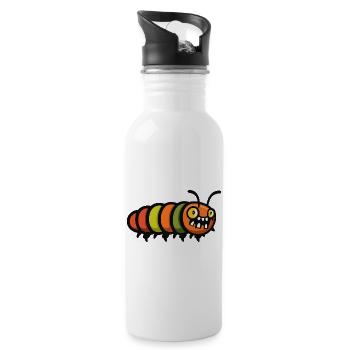 Worm Halloween Comic Funny - Water bottle with straw - white - Right