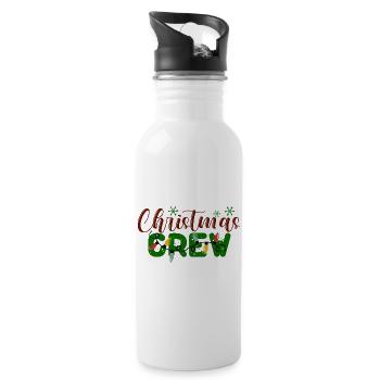 Christmas Crew Holiday Pattern - Water bottle with straw - white - Right