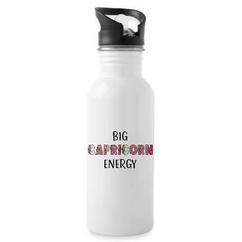 Big Capricorn Energy Zodiac Capricorn Saying - Water bottle with straw - white - Right