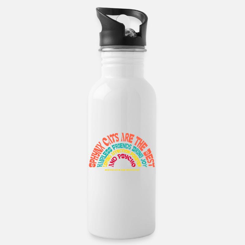 Sphynx Katze Lustiger Sarkastischer Humor - Trinkflasche mit integriertem Trinkhalm - Weiß