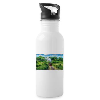 Railway with a Heart of Gold - Water bottle with straw - white - Right