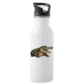 Crocodile2 - Gourde avec paille intégrée - blanc - Droite