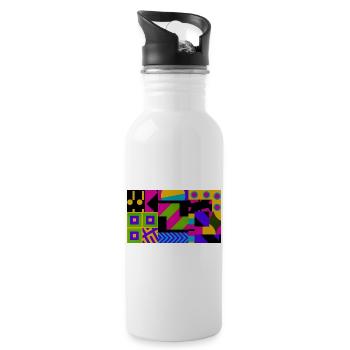 Nova Neon Geometrie - Trinkflasche mit integriertem Trinkhalm - Weiß - Rechts