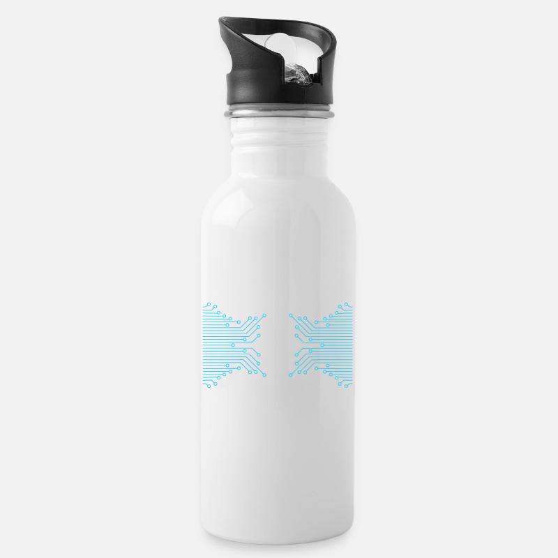 Schmetterling aus Leiterbahnen - Trinkflasche mit integriertem Trinkhalm - Weiß