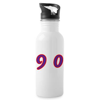 90. 90 YEARS. 90th ANNIVERSARY. 90 YEARS ANNIVERSARY. - Water bottle with straw - white - Right