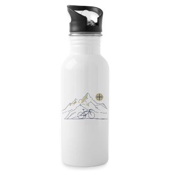 Bicycle Mountain Motif - Water bottle with straw - white - Right