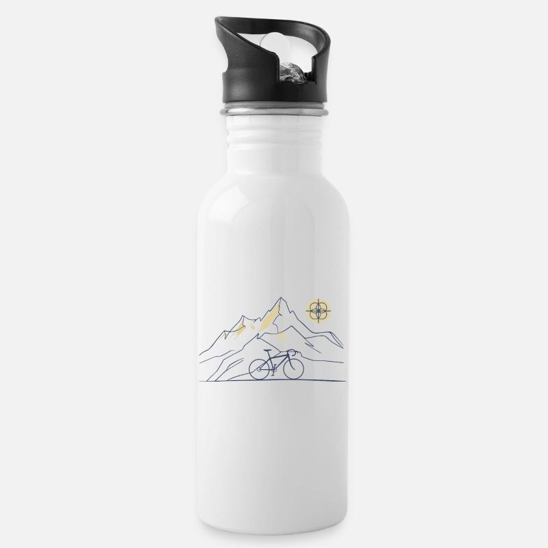 Motif de la montagne cyclable - Gourde avec paille intégrée - blanc