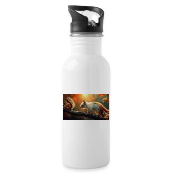 Autumn Squirrel Golden Hour Cute Nature - Water bottle with straw - white - Right