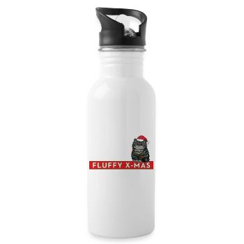 Fluffy X-Mas – Süße Katze Weihnachten - Trinkflasche mit integriertem Trinkhalm - Weiß - Rechts