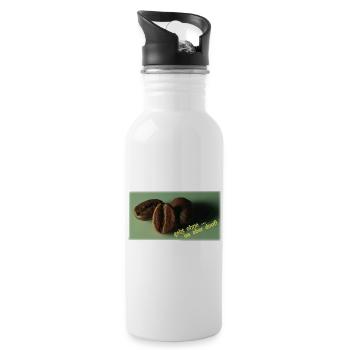 Kaffeebohnen - Trinkflasche mit integriertem Trinkhalm - Weiß - Rechts