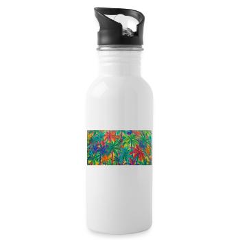 Motif tropical des palmiers - Gourde avec paille intégrée - blanc - Droite