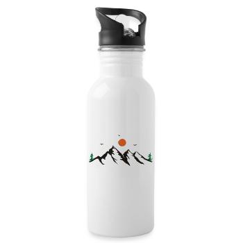 Gebirge - Trinkflasche mit integriertem Trinkhalm - Weiß - Rechts