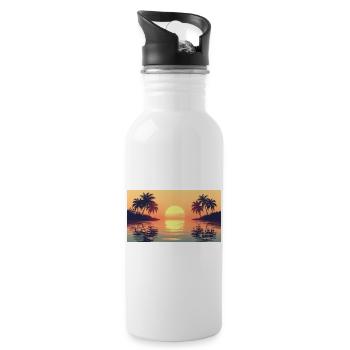Sunset on tropical island - Water bottle with straw - white - Right
