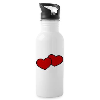Herzen Paar Ehe - Trinkflasche mit integriertem Trinkhalm - Weiß - Rechts