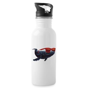 Whale with sunglasses - Water bottle with straw - white - Right