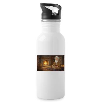 Innere Ruhe & Achtsamkeit: Design am Kamin - Trinkflasche mit integriertem Trinkhalm - Weiß - Rechts