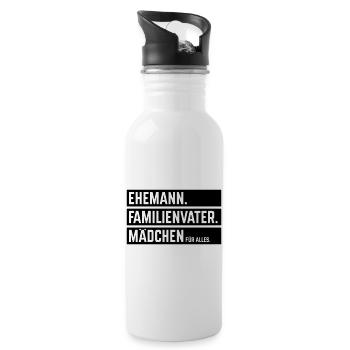 Husband Family Man Girl For Everything, Beam B - Water bottle with straw - white - Right