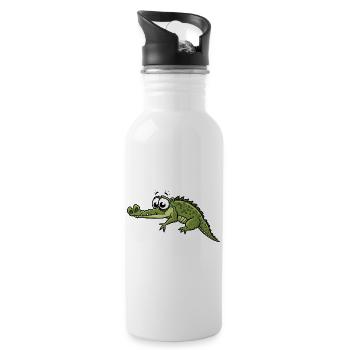 Crocodile with big eyes cartoon - Water bottle with straw - white - Right