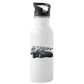 Schwarz glänzender Sportwagen cls  - Trinkflasche mit integriertem Trinkhalm - Weiß - Rechts