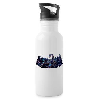 Neon Skorpion auf Nacht Wüstenplanet Motiv - Trinkflasche mit integriertem Trinkhalm - Weiß - Rechts